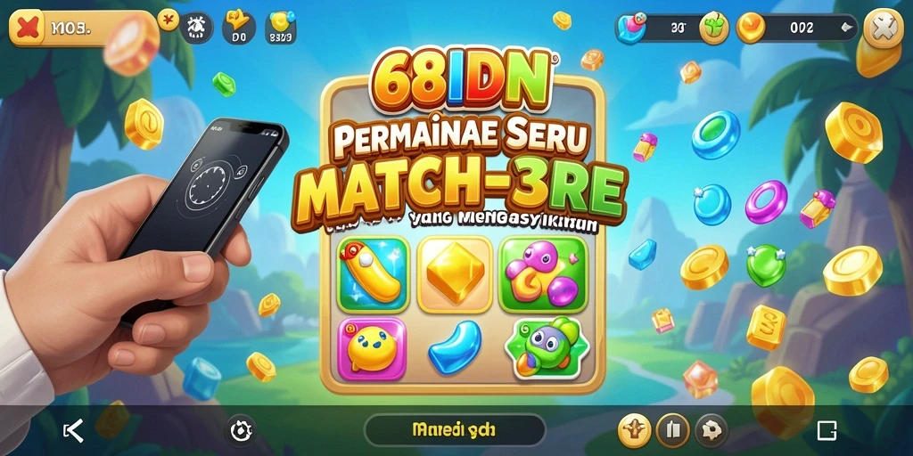 Tampilan gameplay seru dalam 68IDN, permainan Match-3 yang menantang.