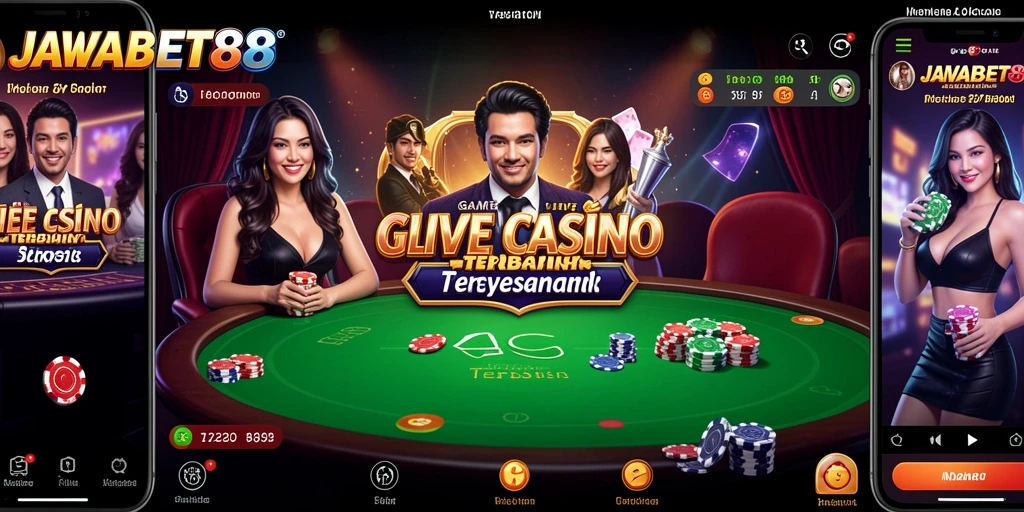 Tampilan gameplay JAWABET88 dengan dealer langsung dan interaksi pemain.