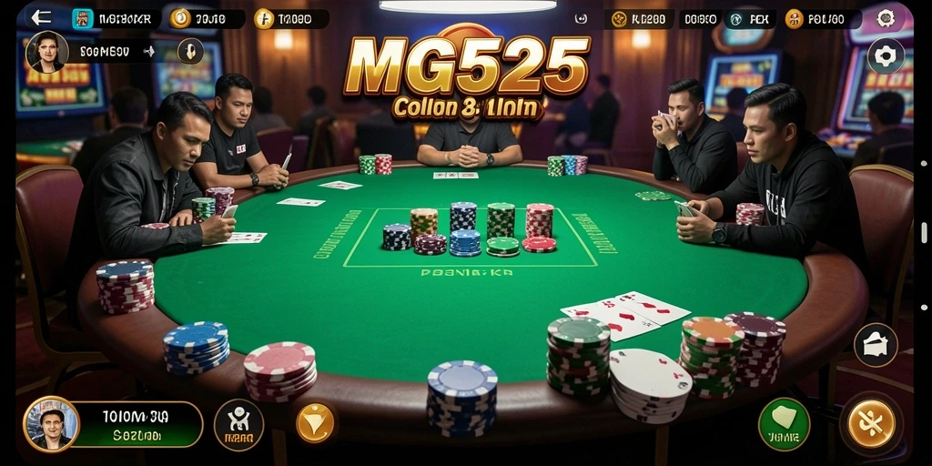 Screenshot MG525 menampilkan intensitas permainan Poker yang nyata.