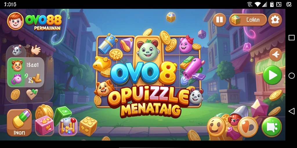 Screenshot utama OVO88 menampilkan gameplay Puzzle yang penuh tantangan.