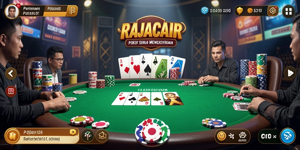 Tampilan screenshot gameplay RAJACAIR menampilkan keseruan permainan poker.