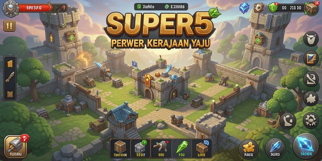 Tangkapan layar SUPER5 menampilkan aksi intens di game Tower Defense.