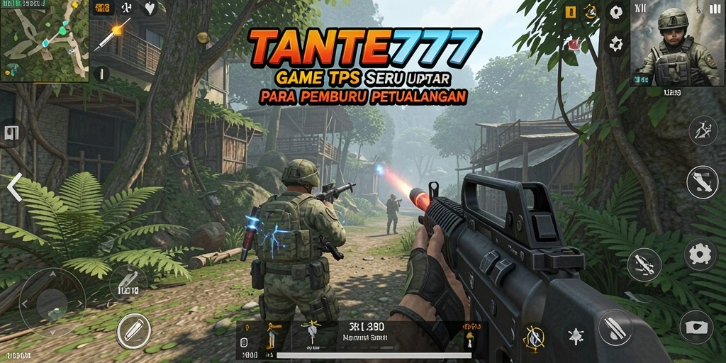 Screenshot utama gameplay TANTE777 menunjukkan aksi tembak-menembak seru.